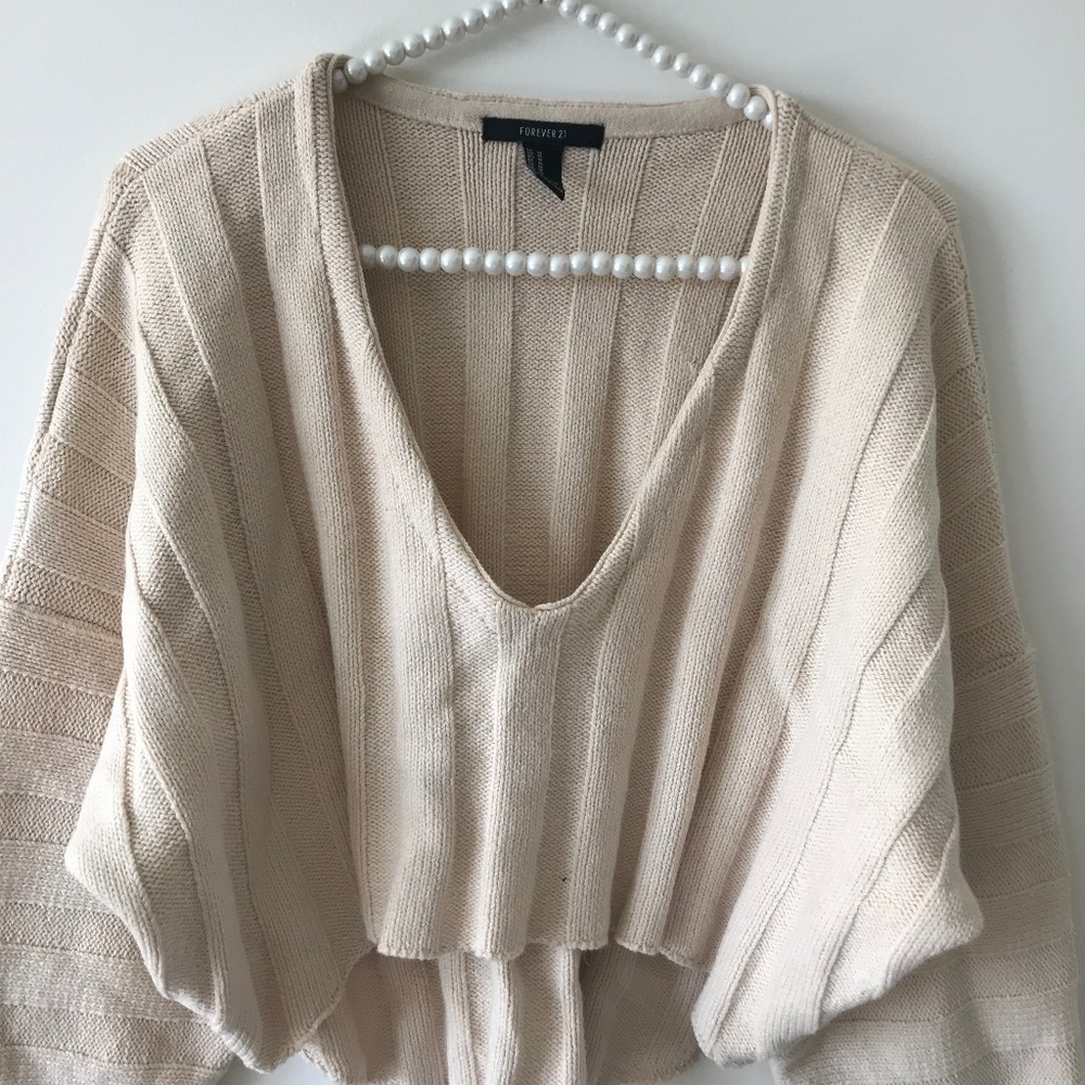 F21 Chunky Ribbed High-Low Sweater - (M)